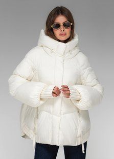 Жіночий зимовий пуховик Viva Wear 3575 &mdash; коротка куртка з капюшоном, біопух DuPont Sorona, до &ndash;25&deg;C, Молочний, XS