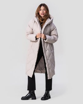 Батальна базова куртка-пальто з капюшоном Towmy модель 9925, Молочний, 54