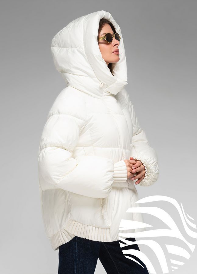 Жіночий зимовий пуховик Viva Wear 3575 &mdash; коротка куртка з капюшоном, біопух DuPont Sorona, до &ndash;25&deg;C, Молочний, XS