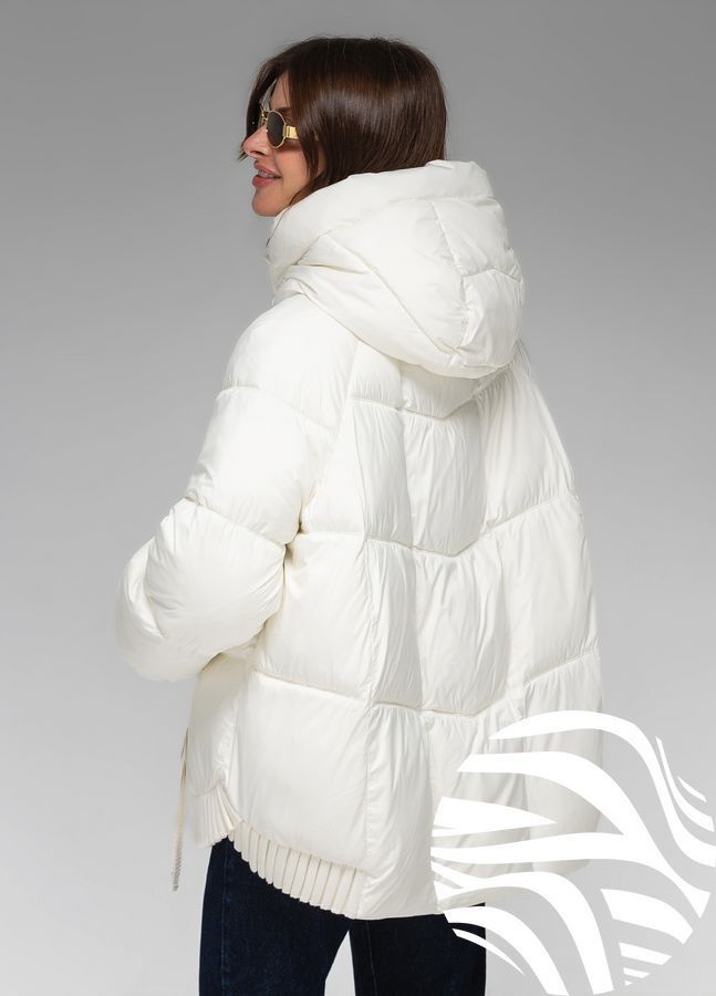 Жіночий зимовий пуховик Viva Wear 3575 &mdash; коротка куртка з капюшоном, біопух DuPont Sorona, до &ndash;25&deg;C, Молочний, XS