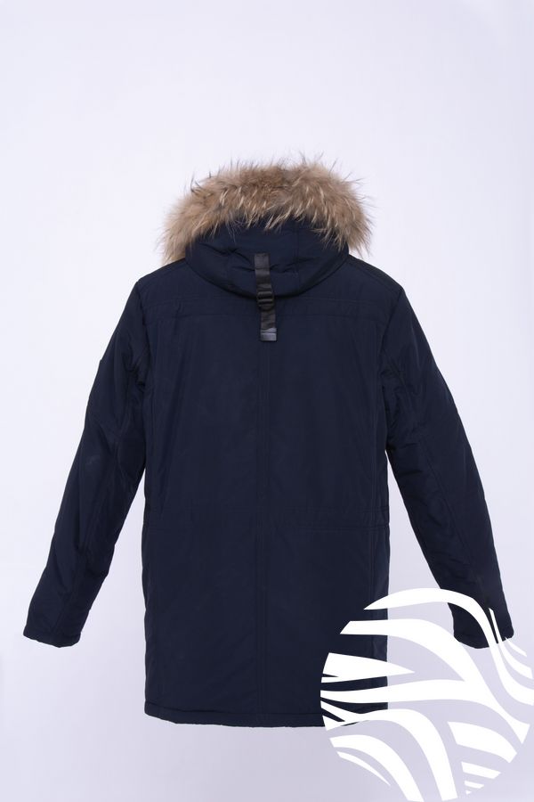 Утеплена куртка з обробкою хутром єнота BLACK VINYL модель18-1326, Синій, 46