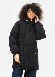 Жіноча зимова куртка з капюшоном Viva Wear 8271-1M | Теплий пуховик на біопуху DuPont Sorona до -25&deg;C, Чорний, 42