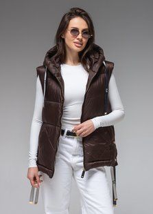 Демісезонна жіноча жилетка ультралегка весна-осінь Viva Wear модель 8810, Шоколадний, S