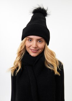 Комплект шапка та шарф Yimosis, Чорний, One Size