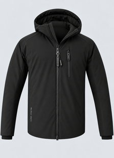 Чоловіча зимова куртка BLACK VINYL 26-2801 з капюшоном &mdash; утеплена куртка на біопуху, стиль Casual, Чорний, 46