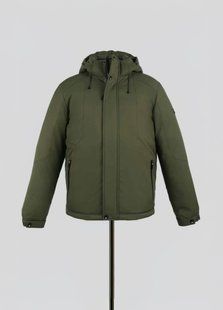 Чоловіча зимова куртка BLACK VINYL 26-2803 з капюшоном &mdash; утеплена куртка на біопуху, стиль Casual, Хакі, 48