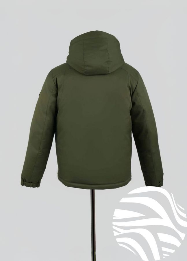 Чоловіча зимова куртка BLACK VINYL 26-2803 з капюшоном &mdash; утеплена куртка на біопуху, стиль Casual, Хакі, 48