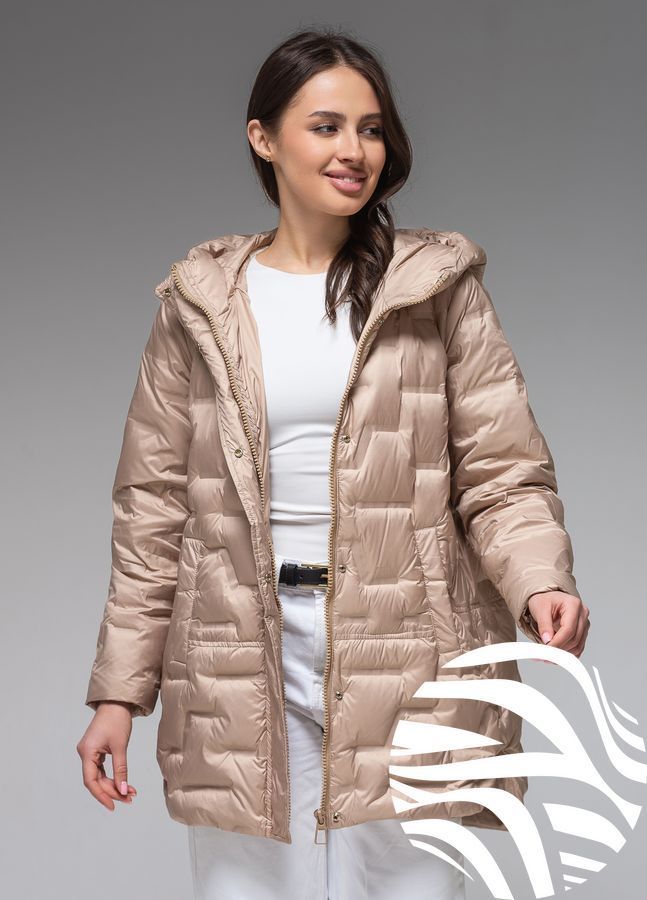 Демісезонна жіноча куртка ультралегка весна-осінь Viva Wear модель 90325, Бежевий, L