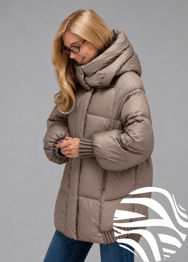 Жіночий зимовий пуховик Viva Wear 3575 &mdash; коротка куртка з капюшоном, біопух DuPont Sorona, до &ndash;25&deg;C, Капучино, XS