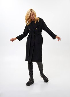 Вовняне пальто Viva модель 801, Чорний, One Size