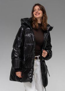 Жіночий зимовий пуховик куртка з капюшоном з натуральним пухом Viva Wear модель 261071, Чорний, S