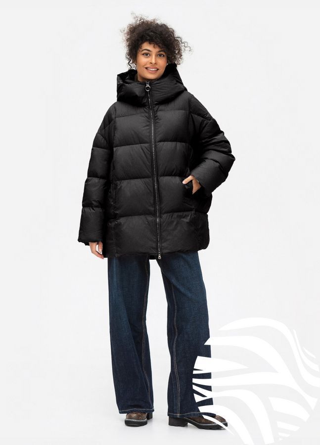 Жіночий зимовий пуховик куртка з капюшоном з натуральним пухом Viva Wear модель 028, Чорний, XS