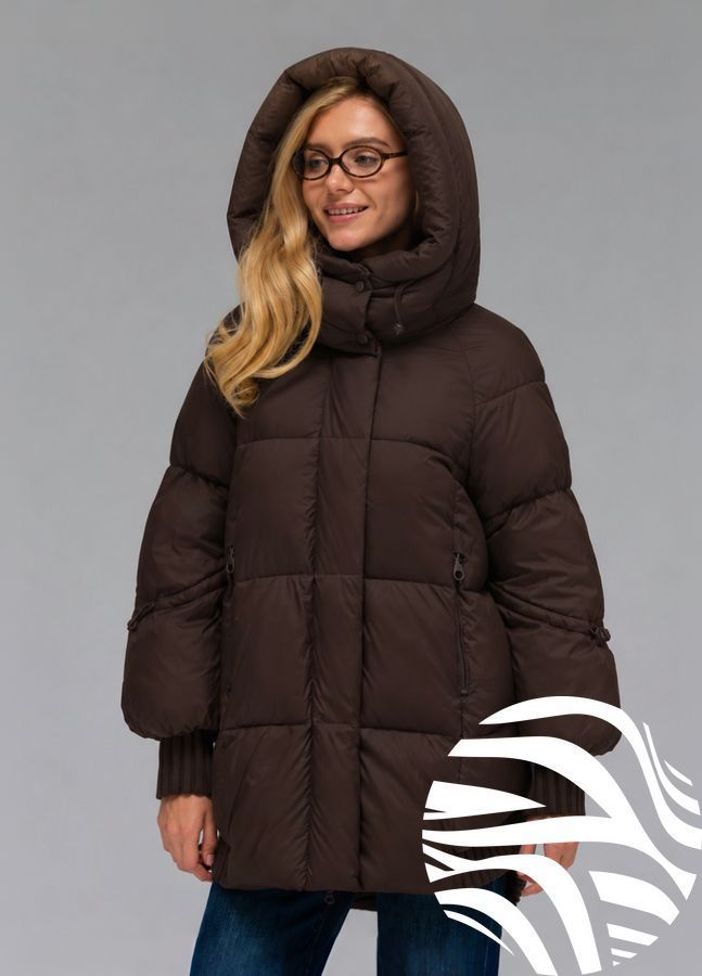 Жіночий зимовий пуховик Viva Wear 3575 &mdash; коротка куртка з капюшоном, біопух DuPont Sorona, до &ndash;25&deg;C, Шоколадний, XS