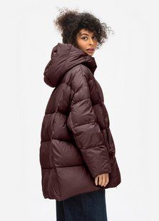 Жіночий зимовий пуховик куртка з капюшоном з натуральним пухом Viva Wear модель 028, Червоний кава, XS