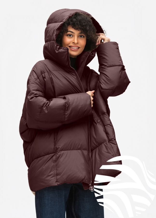 Жіночий зимовий пуховик куртка з капюшоном з натуральним пухом Viva Wear модель 028, Червоний кава, XS