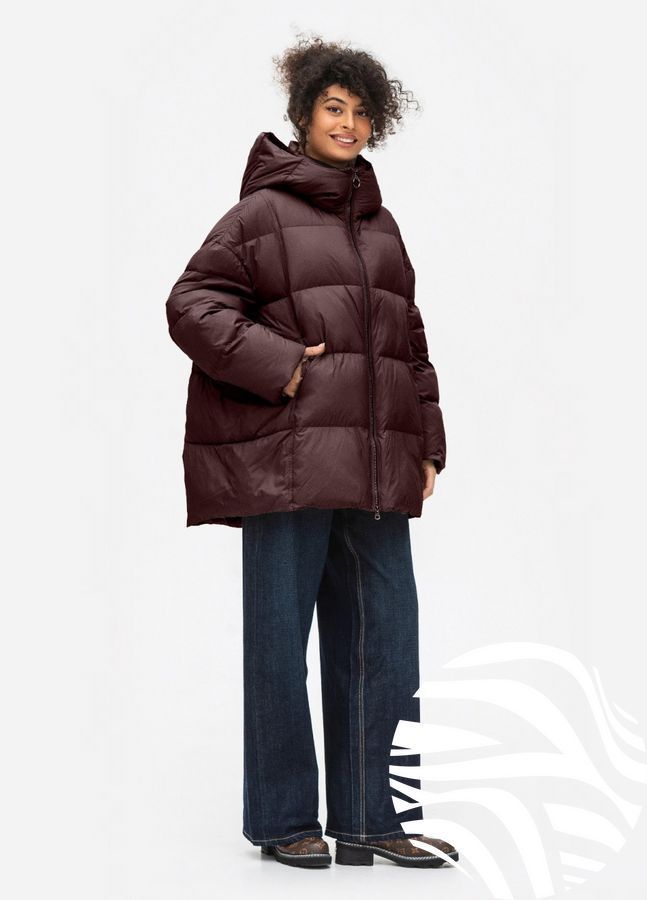 Жіночий зимовий пуховик куртка з капюшоном з натуральним пухом Viva Wear модель 028, Червоний кава, XS