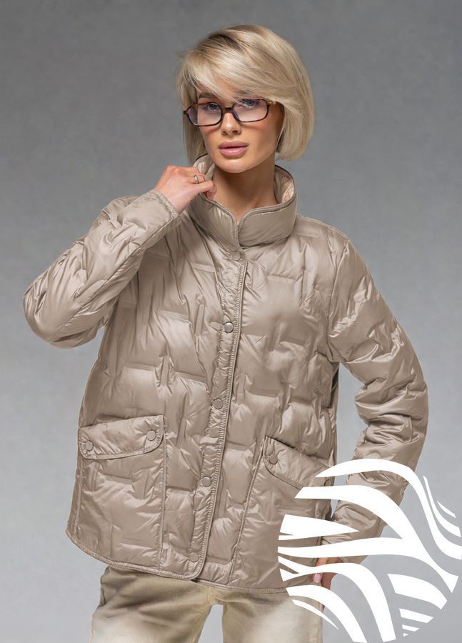 Демісезонна жіноча куртка ультралегка весна-осінь Viva Wear модель 88102, Бежевий, XL