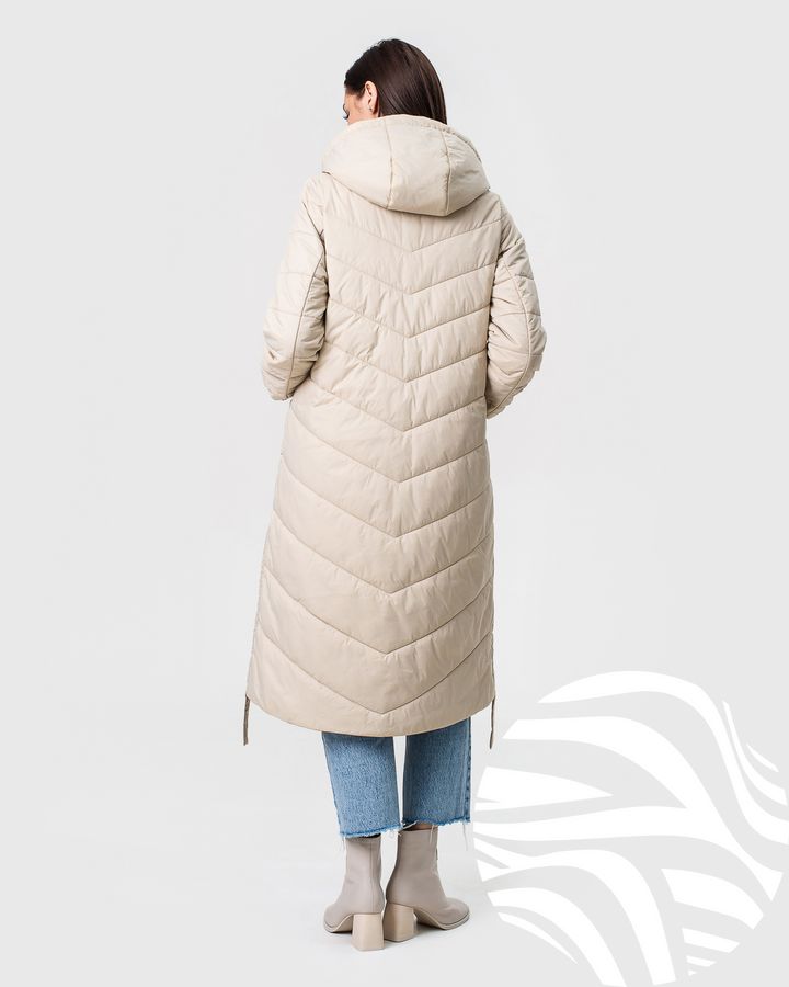 Стьобане пальто Ziai модель 20494, Молочний, 36