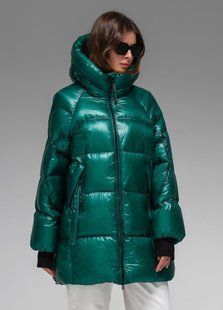 Жіночий зимовий пуховик куртка з капюшоном з натуральним пухом Viva Wear модель 261071, Зелений, S