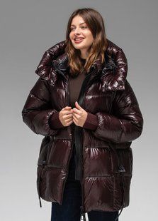 Жіночий зимовий пуховик куртка з капюшоном з натуральним пухом Viva Wear модель 261086, Шоколадний, S