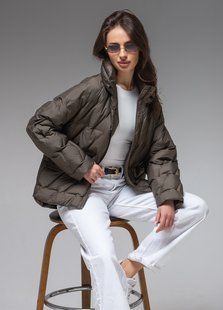 Демісезонна жіноча куртка ультралегка весна-осінь Viva Wear модель 6535, Оливковий, XL