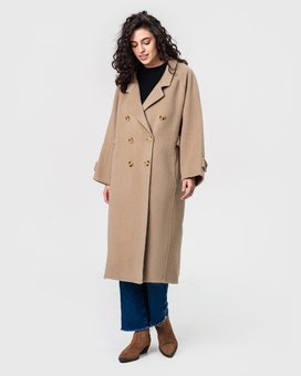 Вовняне пальто Viva модель 0206, Бежевий, One Size