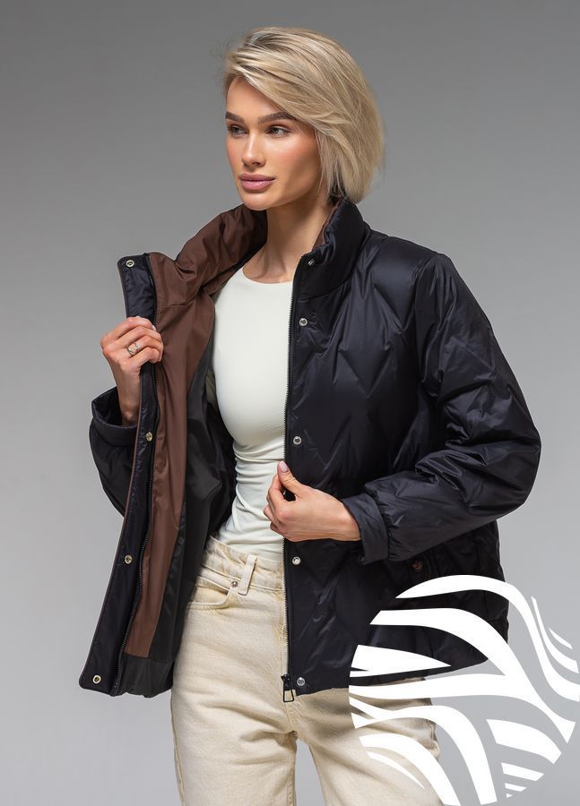 Демісезонна жіноча куртка ультралегка весна-осінь Viva Wear модель 88566, Чорний, L