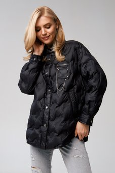 Стьобана куртка-сорочка Viva-Wear модель 2308, Чорний, One Size