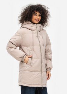 Жіноча зимова куртка з капюшоном Viva Wear 8271-1M | Теплий пуховик на біопуху DuPont Sorona до -25&deg;C, Бежевий, 42